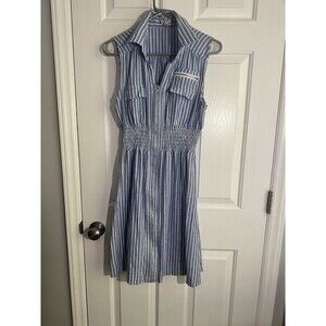 J Glee Women's Elastic Waist Zip Front Dress Size L Sleeveless summer Cotton